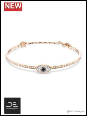 Swarovski Rose Gold Plated Crystal Evil Eye Bangle Bracelet